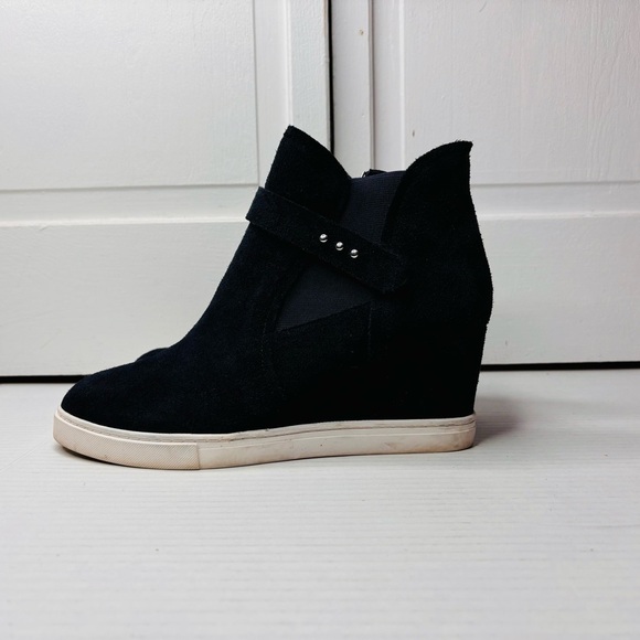 LINEA PAOLO Navy Felicia Platform Suede Wedge Sneakers Size 8 - Picture 1 of 12